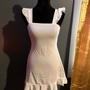 Backless White Ruffle Dress